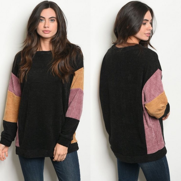 Luxe Label Sweaters - LAST 1! COLOR BLOCK STRIPE SOFT CHENILLE SWEATER